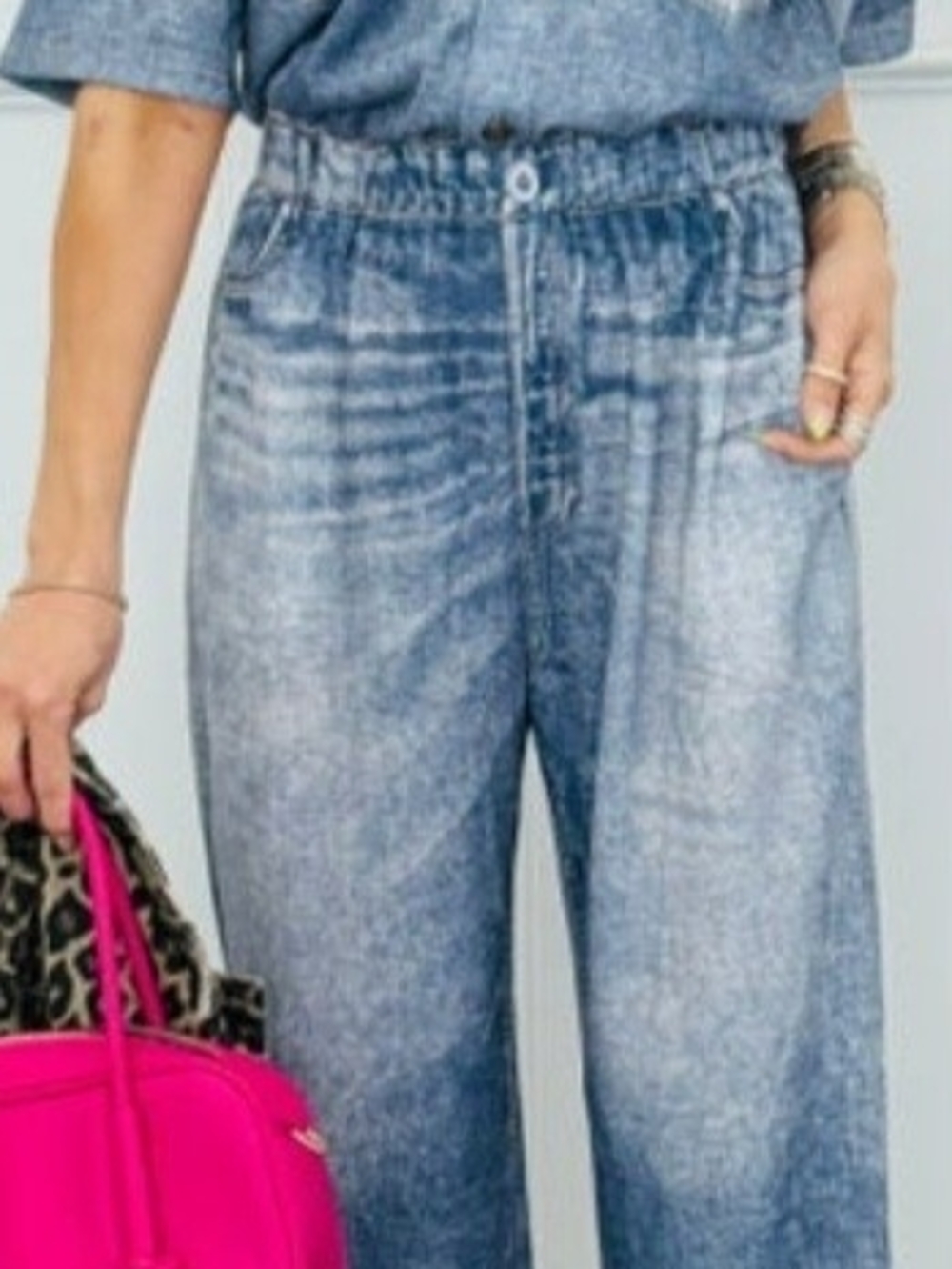 Faux Light Denim Utility Jumpsuit.